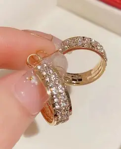 Luxury S925 Gold-Plated Rhinestone Hoop Earrings
