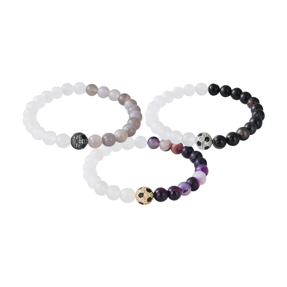 Zircon Soccer Charm Beaded Bracelets