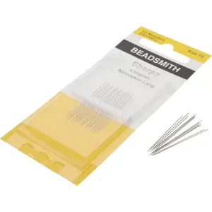 Sharps Beading Needles - Size 12, Shorter for Smaller Areas, 12 Needles Per Card, European Quality, All Purpose Sewing Needle, Use for Mending and General Hand Sewing