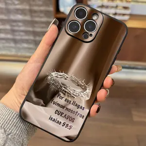 Featuring Delightful Bible Quotes Pattern Straight Edge Phone Case Soft Case for iPhone 16 15 14 Pro Max 13 12 11 XR XS Plus Shockproof Drop Protection Rugged Durable Silicone Cover