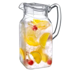 64 Oz Clear Plastic Pitcher with Lid – BPA-Free, Shatter-Proof Water Jug for Iced Tea, Lemonade, Juice, Milk & More