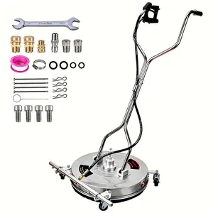24" Pressure Washer Surface Cleaner, Stainless Steel Patio Attachment with Dual Handles & 4 Wheels for Driveway, Deck & Sidewalk