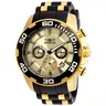 Invicta Swiss Pro Diver Round Quartz Chronograph Men's Watch - Gold Glow Dial, Luminous Hands, Silicone Band, Stainless Steel, Stationary Bezel, Model 22346 (UPC: 886678273713) | Modern Fashion Men's Watches