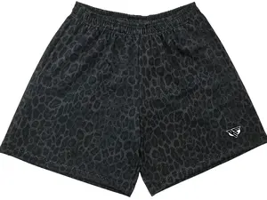 Dark Leopard Print Mesh Shorts Unisex Oversized Loose Fit Streetwear Gym Casual All Season Men Women Aesthetic Shadow Cheetah Animal Pattern Sport Workout Short