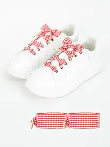 Cute Plaid Metal Head Shoelaces, Wide Fit for Daily Casual Entertainment, Sweet and Fun Design, Pair Pack