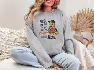 Peanuts Baseball Masc0t Sweatshirt, Take Me Out to the Ballgame Crewneck