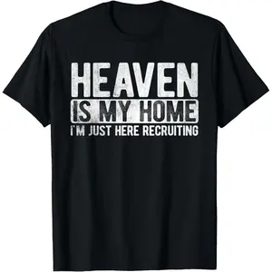 T-shirt for men Heaven ls My Home Christian Religious Jesus T-Shirt Christmas Cotton