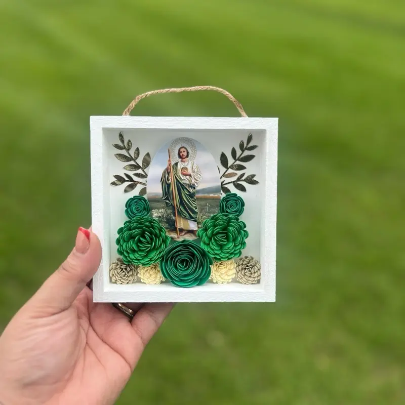 Virgencita de Guadalupe o San Judas Tadeo mini shadowbox 5x5” Decor Frames Gift Photo