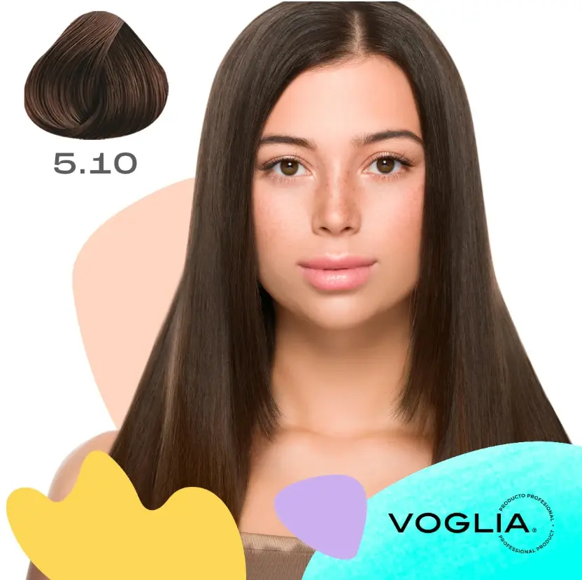 Voglia Hair Color Cream, 5.10 Light Ash Brown Salon Hair Dye, 90ml Easy-Apply Haircare Product