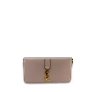 Pre-owned Yves Saint Laurent Leather Small Leather Goods YSL Pink Zip Around Wallet