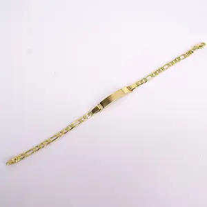 18k Layered Real Gold Filled id Figaro bracelet 7.5 inches #25