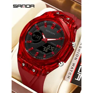 Multifunctional Digital Watch for Students & Teenagers, Transparent Shell Design, 5-Alarm Clock Feature, Summer Time Display