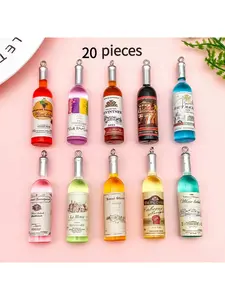 20 Pieces DIY Jewelry Making Supplies Mini Resin Fake Alcohol Bottle Charms for Earrings Pendants Keychains Craft Projects Transparent Whiskey Vodka Wine Bottle Shape Accessories Diy Jewelry Decoration Diy Craft Embellishments