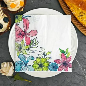20/50pcs 2ply 33x33cm Hand Drawn Tropical Floral Party Napkins, Disposable Paper Towels, Ideal for Theme Parties, Company Team Building, Friend Gatherings