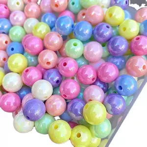 Acrylic Round Beads 6mm/8mm/10mm Whole Bag 500g Assorted Colors in Clear Pink Purple Blue Multi-Colored Designs for Keychain Beading Accessories Beaded Jewelry