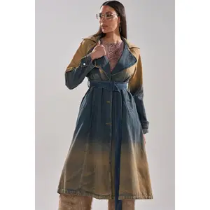 ACID WASHED DENIM TRENCH