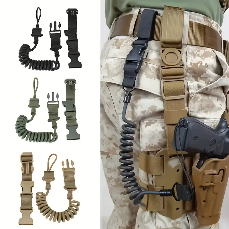 Multifunctional Tactical Lanyard for Firearms, Durable Anti-Loss Spring, Secure Attachment, Ideal for Outdoor Activities