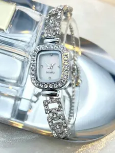 Women's Rhinestone Decorated Quartz Analog Watch, Exquisite Trendy Wristwatch, Fashionable Watch for Women As Gift, High End Watch, Stylish Watch, Elegant Quartz Watch, Fashion Wristwatches