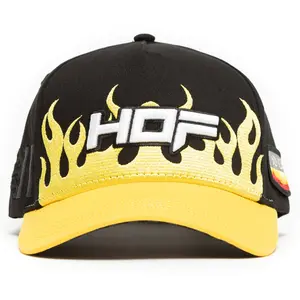 Night Heat Black Snapback Hat with Yellow Flames