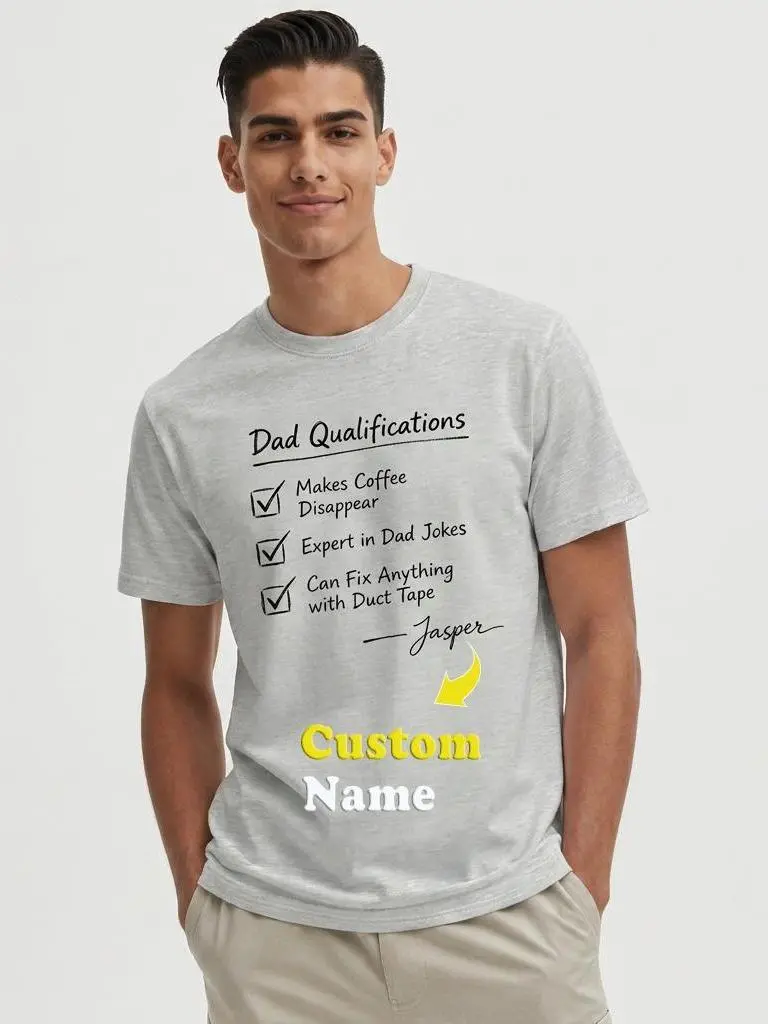 Carpesun Personalized Dad T-Shirt, Funny "Expert in Dad Jokes" Print, Customizable Name, Breathable Cotton Short Sleeve, Great Gift for Dad
