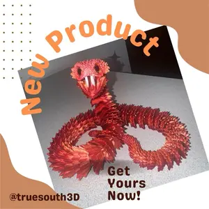 Bush Viper Snake - Red Color, Textured Design, Unique Shape, Ideal for Collectors and Fans of 3D Printing