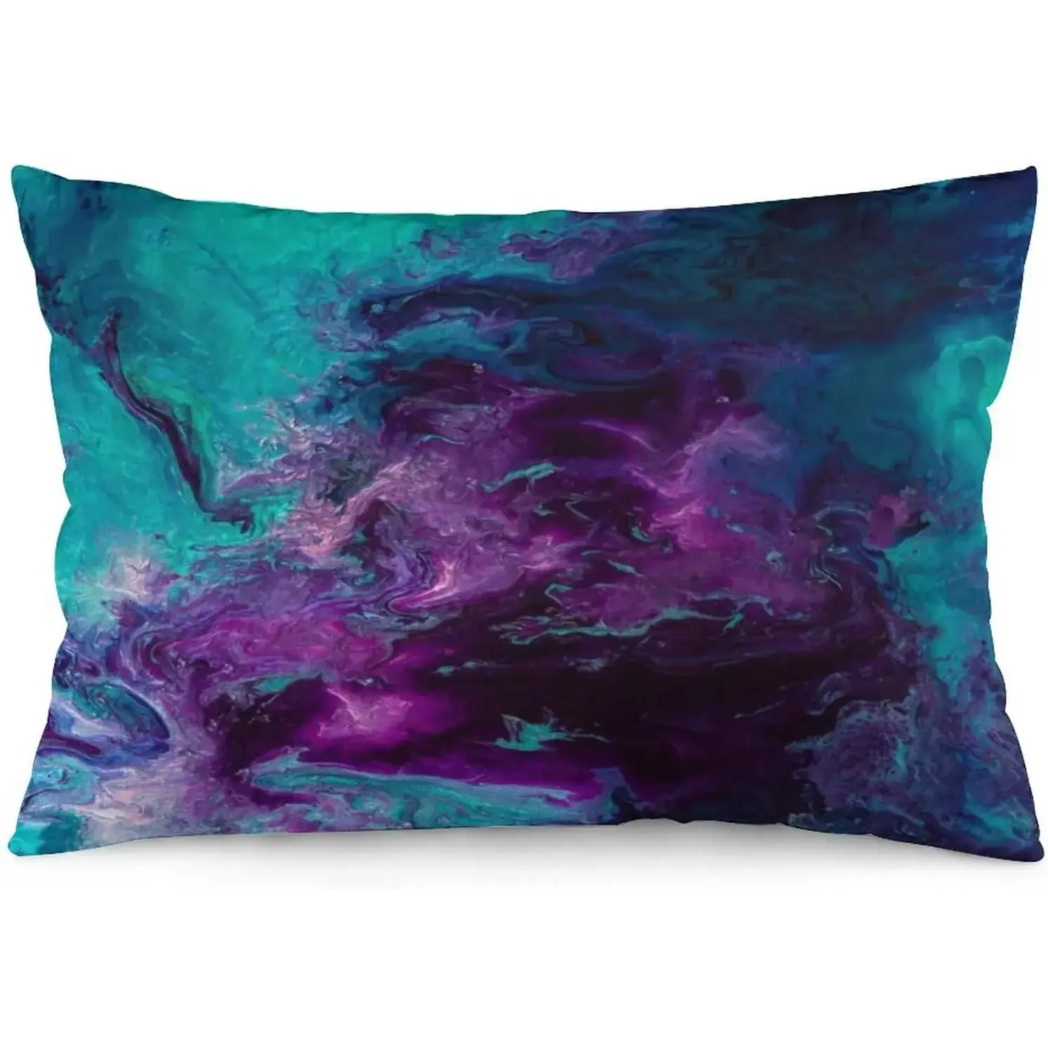 12"x20" Rectangular Purple-Teal-Turquoise Galaxy Velvet Throw Pillow Cover - Cozy Modern Indoor Cushion Cover (No Cushion Insert) for Bed, Couch - Home Decor Textile Accessory