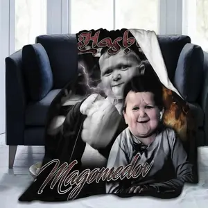 Vintage Style Hasbulla Magomedov Pattern Creative Print Flannel Blanket, Suitable For All Seasons, Suitable For Sofa, Bed, Travel And OfficeGift For Adult,Valentine's Day Gift, Gift For Husband, Gift For Wife