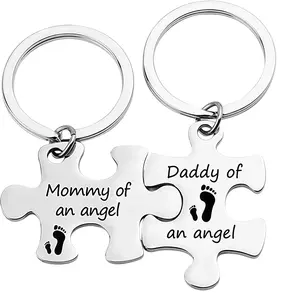 Miscarriage Memorial Keychain – Mommy & Daddy of an Angel Puzzle Keyring, Infant Loss Keepsake Baby Memorial Jewelry Sympathy Gift