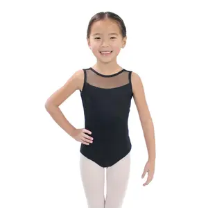 Basic Moves BM5887GN Child Boat Neck Mesh Insert V-Back  Leotard