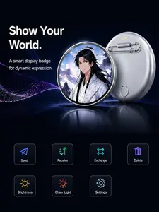 Smart Touch Screen Bluetooth-compatible 5.4 Badge, Fast Stable Connection, iOS & Android Compatible, HD Display, Gif/video Support, Seven Color LED, Customizable, Ideal for Fans, Cosplay, Parties, Music Festivals