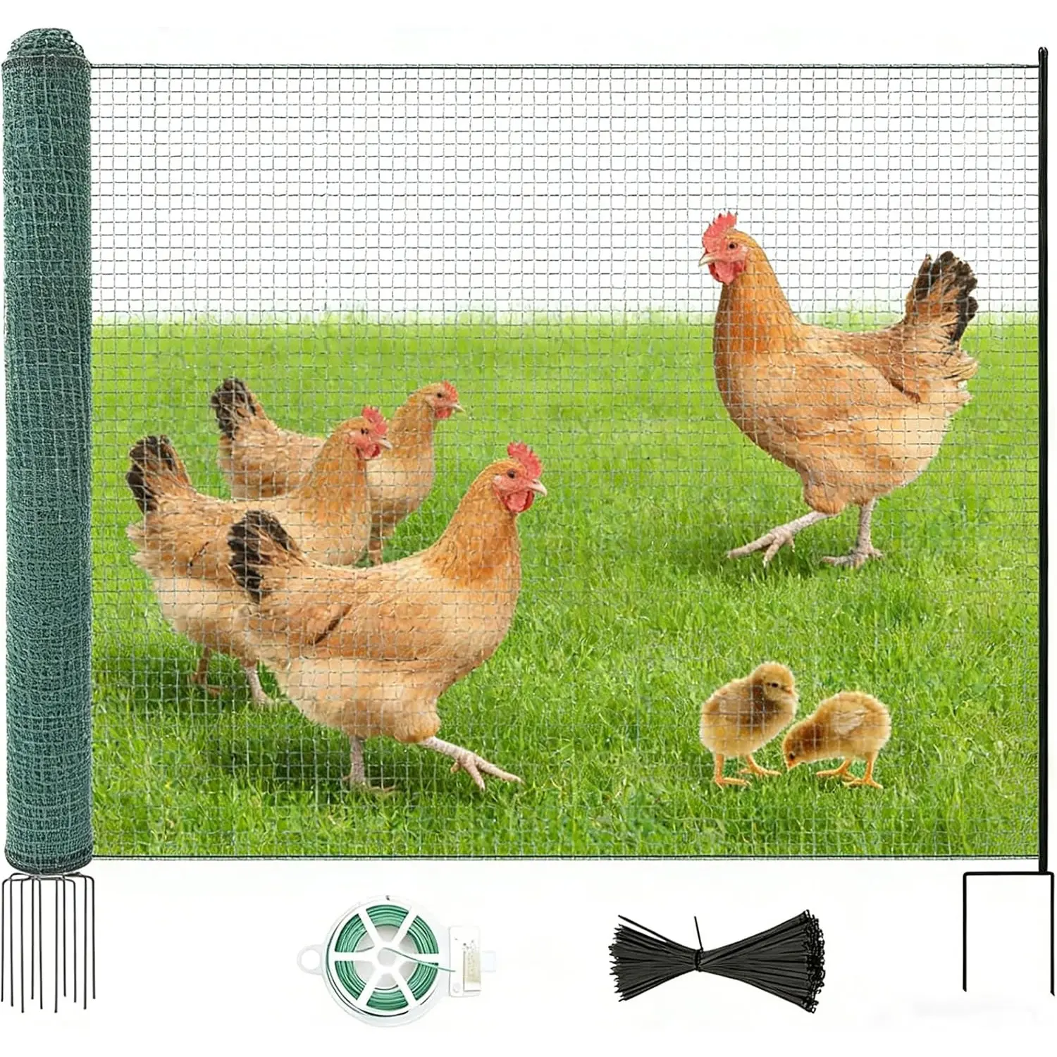 ABORON Non Electric Fence Netting, 40" x164' Portable Movable Livestock Nets Mesh for Chickens, Goats, Sheep, Dog, All-Purpose Fencing for Backyards, Homesteaders, Farms Ranches, and Gardens