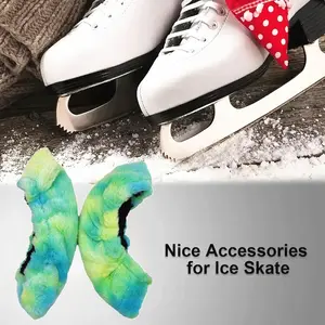 Fuzzy Absorbent Plush Ice Skate Protector Cover, Rainbow Gradient Color, Soft and Durable Ice Skating Shoe Sleeve