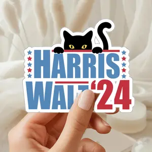 Harris Walz Sticker, Cat Lady Sticker, Kamala Harris Sticker, Democrat Gifts, Sticker Size 2"x2", 3"x3", 4"x4", 5"x5", and 6"x6"