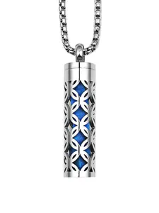 Stainless Steel Diffuser Pendant Necklace, Essential Oil Diffuser, Hollow Cylinder Sweater Chain, Unisex Jewelry, Fade-Resistant Necklace