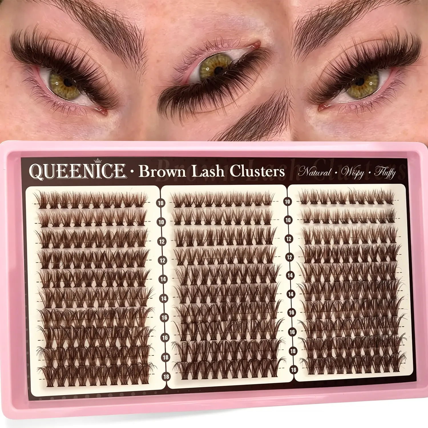 Brown Lash Clusters 5D Natural Fluffy Lash Extensions Wispy Eyelash Clusters D-Curly Lashes Clusters for Everyday Wear Beginner Friendly Dark Brown Cluster Eyelash Extensions Diy Eyelash Clusters Natural Look Clusters Eyelashes Extensions