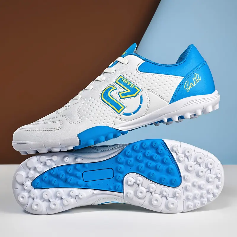 Men's Football Shoes TF Studs, Tf Soccer Shoes, Soccer Footwear, Outdoor Sport Sneakers, Football Boots, Durable Anti-Slip, Strong Grip, Ankle Protection, Rubber Sole, All Season Use