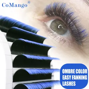 CoMango Ombre Colored Lashes Extension Easy Fan Volume Gradient Pink/Blue/Green/Purple Natural Soft Colorful Easy Fanning Lashes