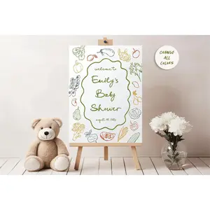 Locally grown baby shower welcome sign Hand drawn fruite Veggies Welcome poster, Handwritten Country  Fall Farmers Market baby shower sign