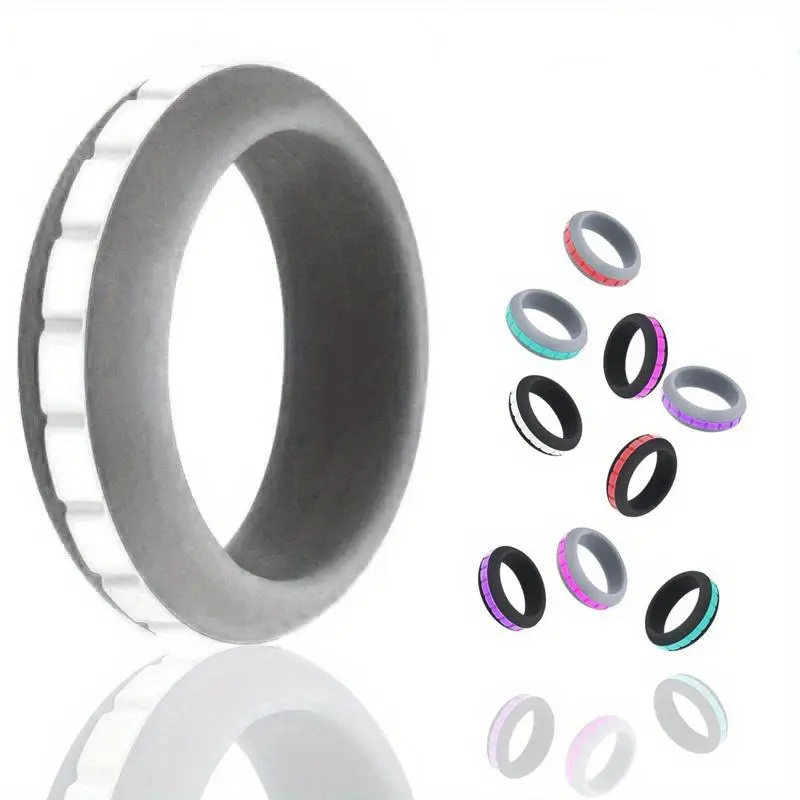1 Set Combinations Hypoallergenic Silicone Rubber Finger Rings for Crossfit, Sports Students - DIY Changeable Color Spoty Design