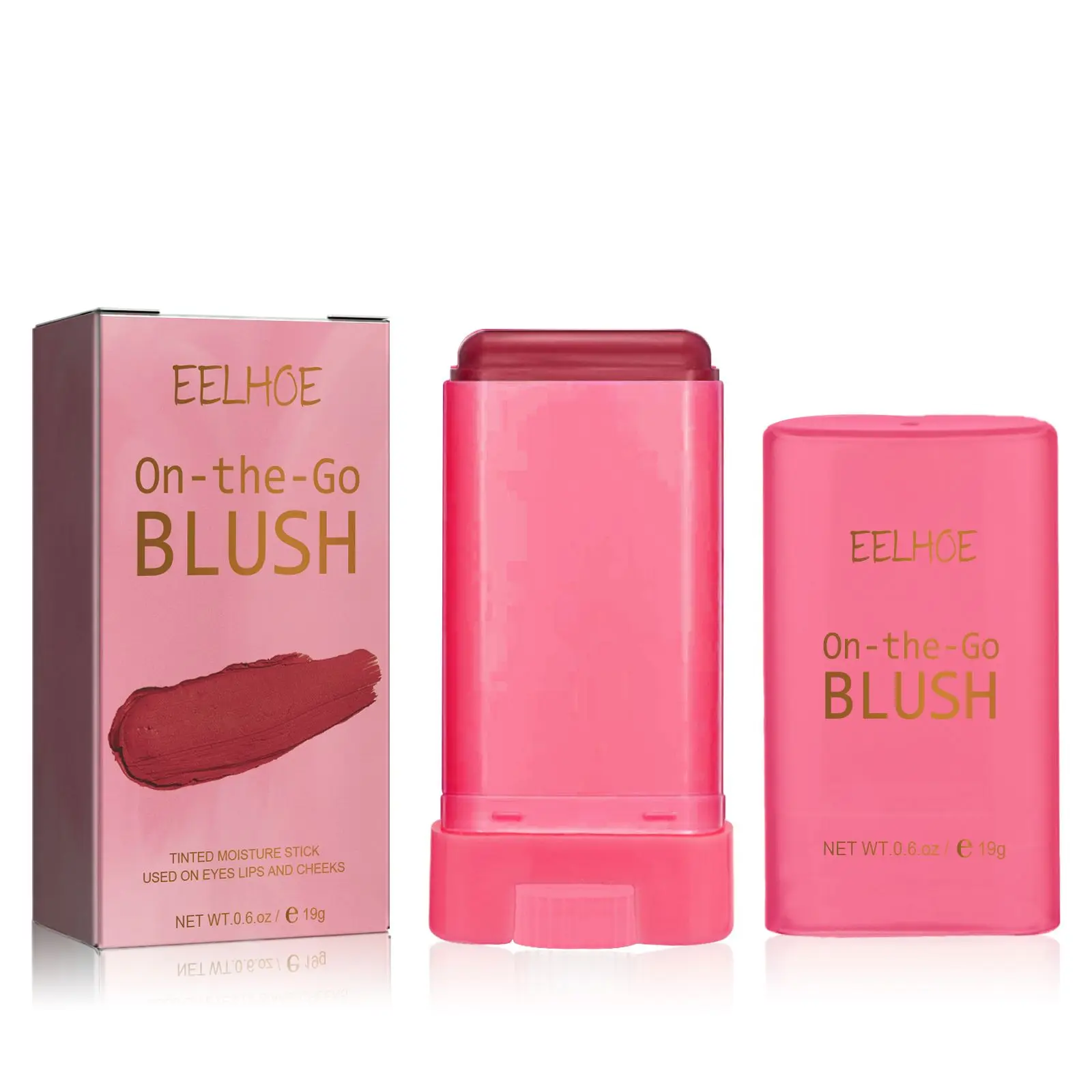 EELHOE Blush Stick Brightening, Primer, Contouring, Natural Nude, Waterproof, Lightweight, Multi-Functional Blush Stick