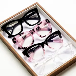 4-Pack Stylish Progressive Multifocal Blue Light Blocking Reading Glasses, designed specifically for women. Features spring hinges and a large, lightweight frame for comfortable wear.Perfect for daily reading and commuting.An ideal holiday gift choice