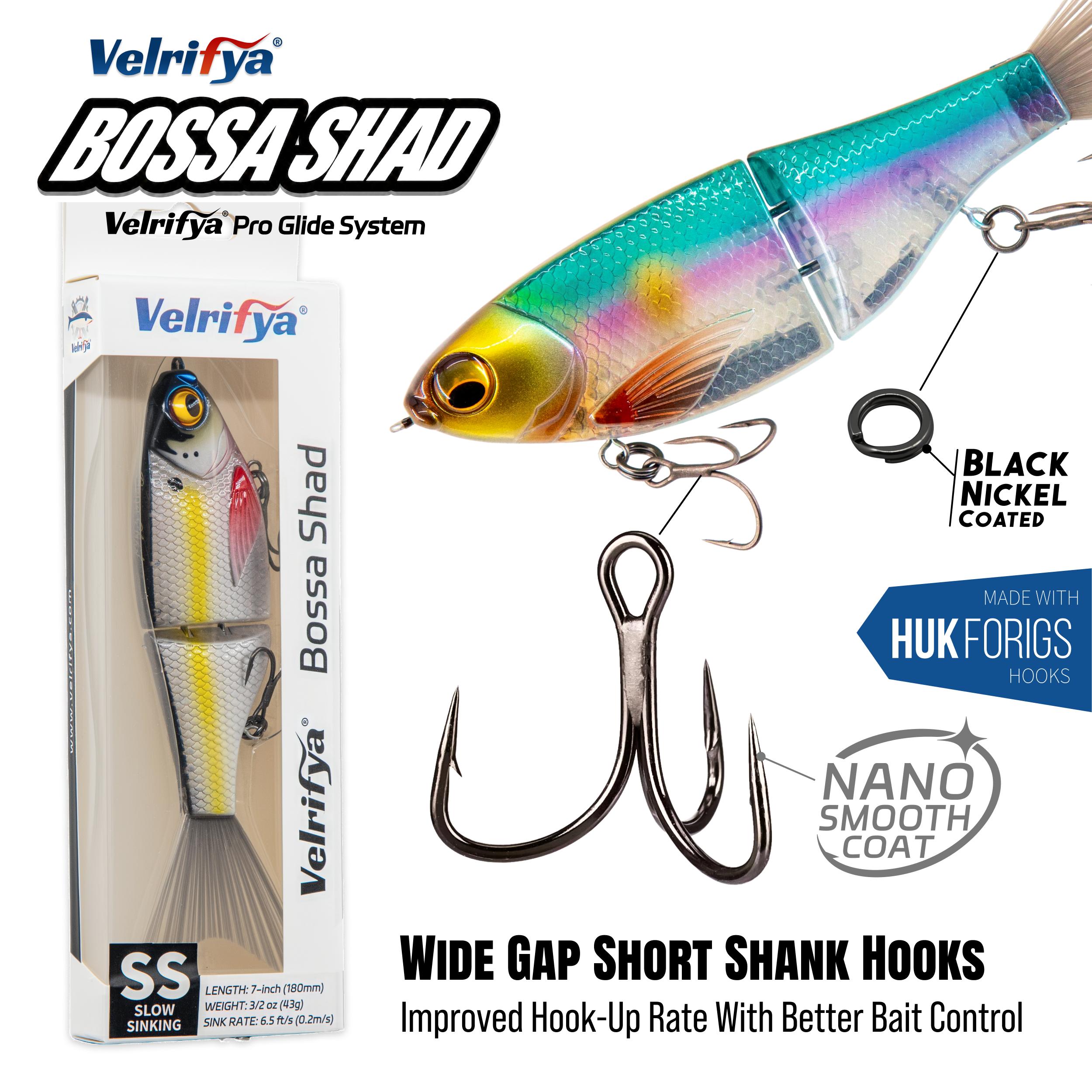 Velrifya Bossa Shad Glide Bait - Artificial Fishing Lures for Bass Fishing, S-Glide Action, Slow Sinking Jointed Swimmer Lures