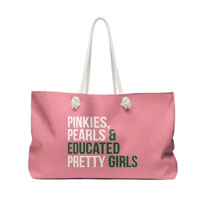 AKA Weekender Bag / Pinkies / Pearls / Educated Pretty Girls / AKA Pink Bag / White and Green / Alpha Kappa Alpha / Aka Graduation - Pink