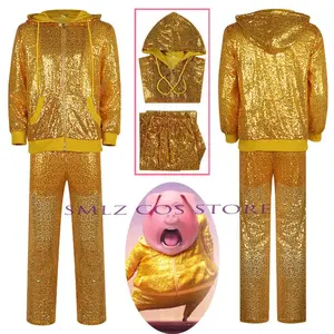 Season 2 Sing Cosplay Gunter Gold Pig Sweatsuit Set Men Woman Disco Shiny Uniform Costume Halloween Party Outfits Fancy Coat