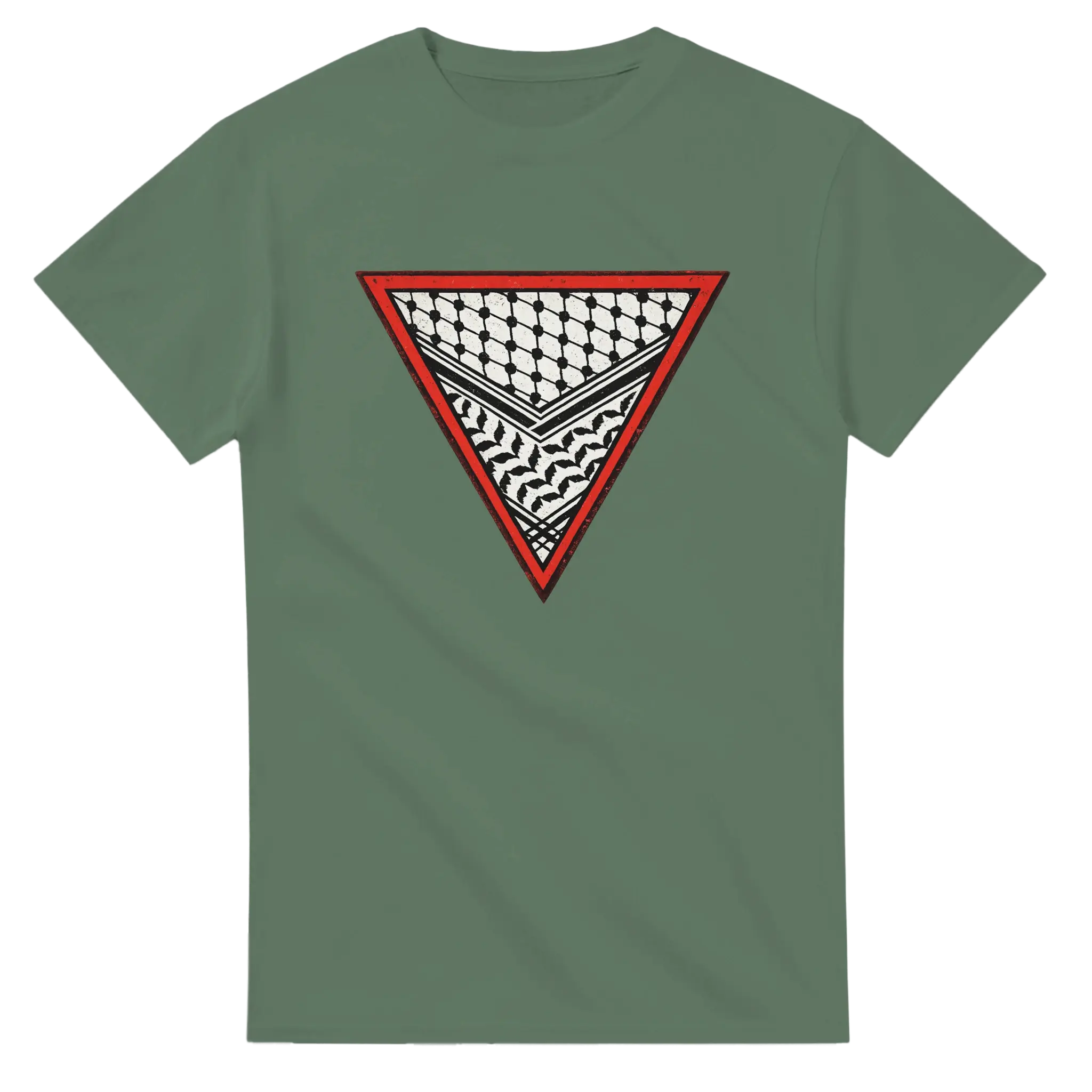 Red Triangle Keffiyeh Print Heavyweight Unisex Crewneck T-shirt