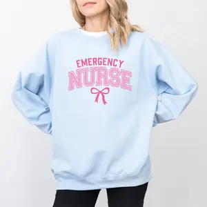 Emergency Nurse Coquette Bow Sweatshirt, ER Nurse Gift, Gifts for ED Nurses, Emergency Department Sweater, Emergency Room Nurse Top, Cotton Fabric Top