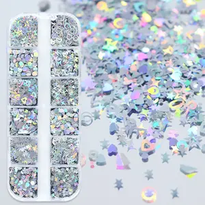 Shimmer Glitter Sequins Nail Art Kit with Assorted Shapes Perfect for DIY Nail Design and Creative Manicures