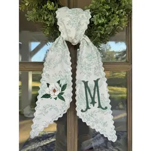 Embroider Sash for Summer Wreath, Spring Embroidery Sash