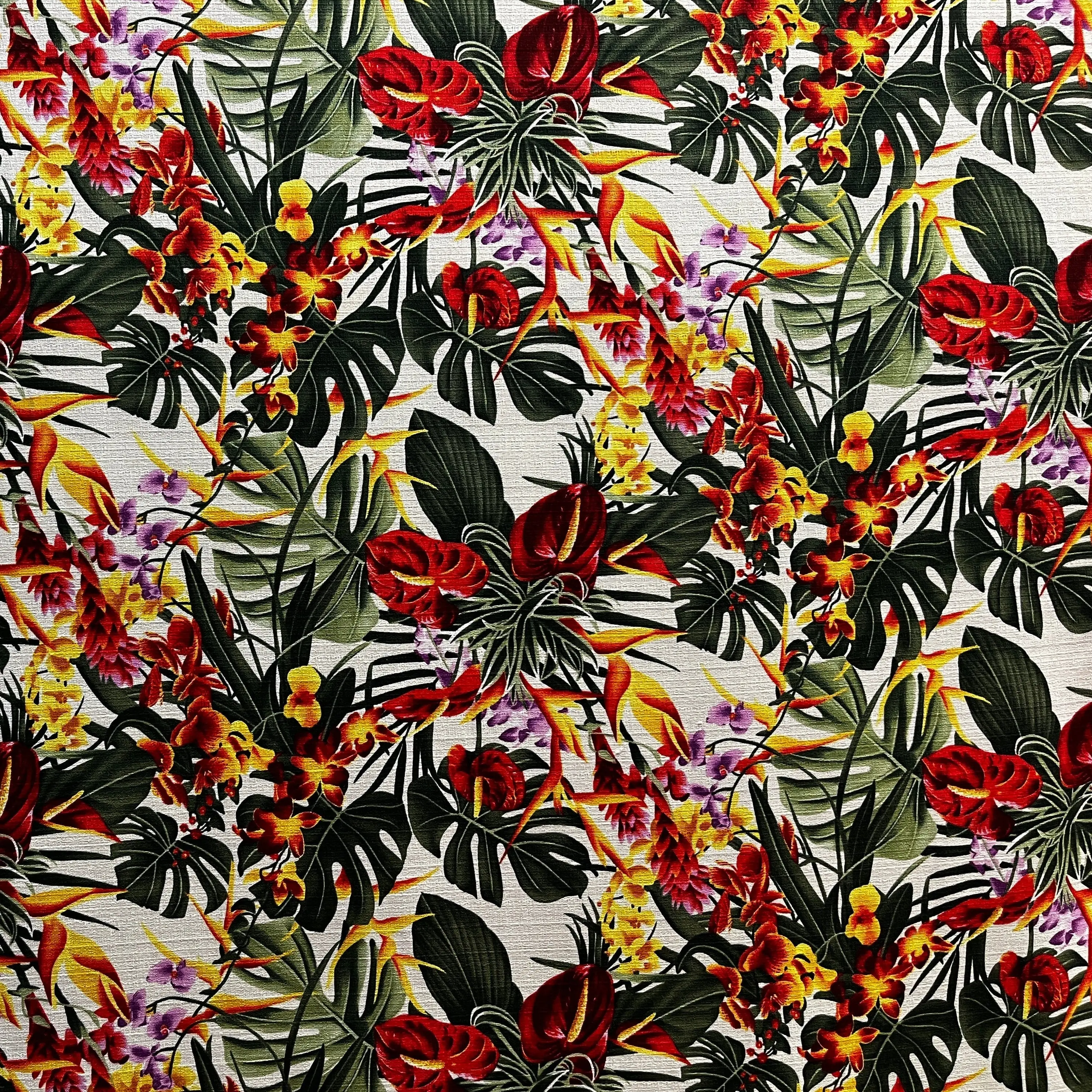 Lightweight Hawaiian Tropical Cotton Barkcloth Fabric - Elegant Floral Fabric, 36in yd Cut, 45in Width, for Islands-Themed Sewing Projects, Home Furnishings Curtains