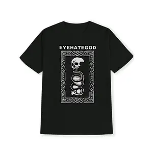 Men's Skull & Snake Graphic T-Shirt - 100% Polyester Lightweight 180gsm, Celtic Knotwork Design with EYEHATEGOD Print, Regular Fit Round Neck Casual Summer Tee for Men